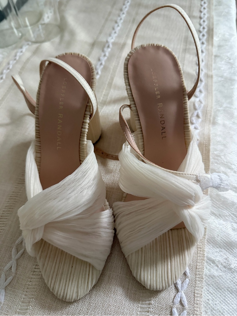 Loeffler Randall Ivory Knotted Slingback Heels